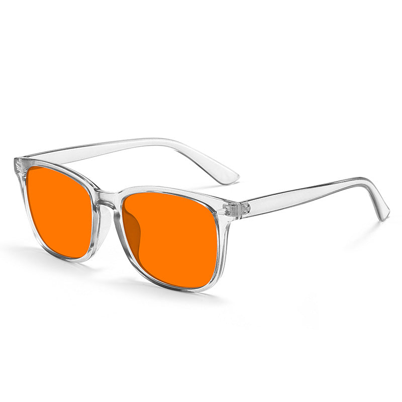 Red-Lens Evening Glasses, Clear Grey frame, Orange lens