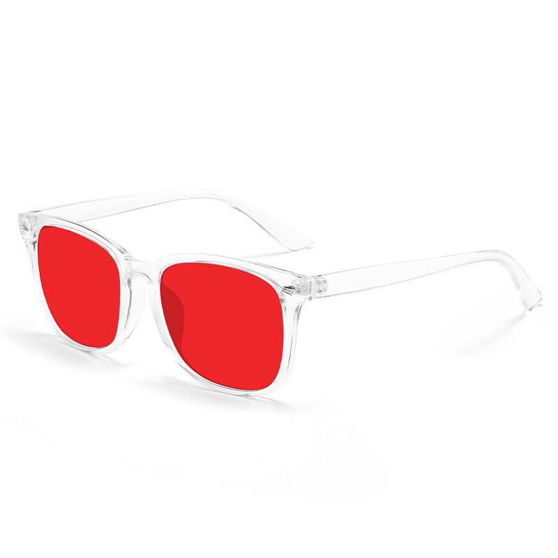 Red-Lens Evening Glasses, Clear frame, Red lens