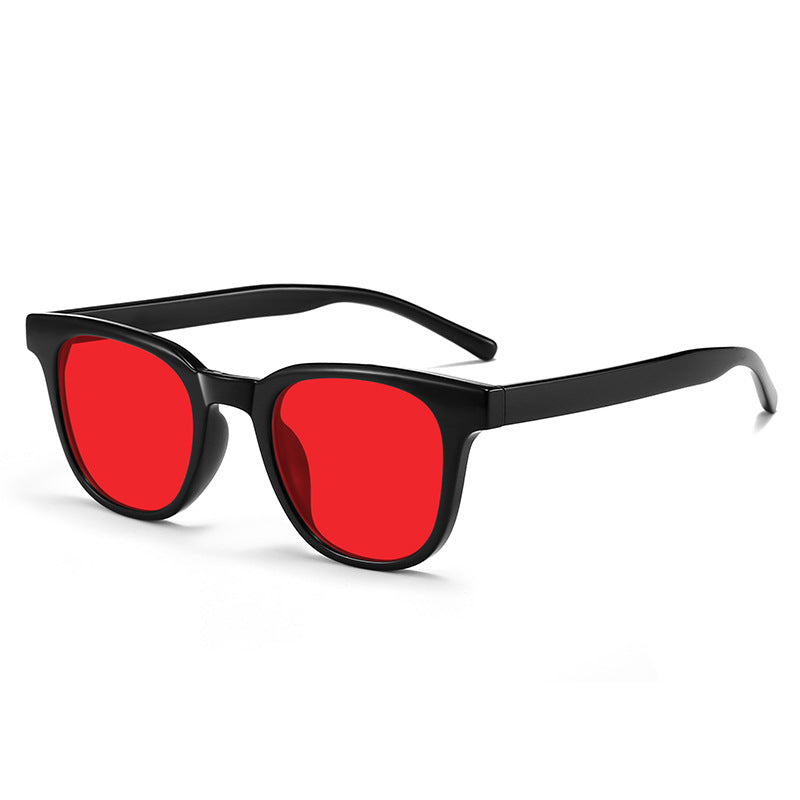 Red-Lens Evening Glasses, Black · Bold frame, Red lens