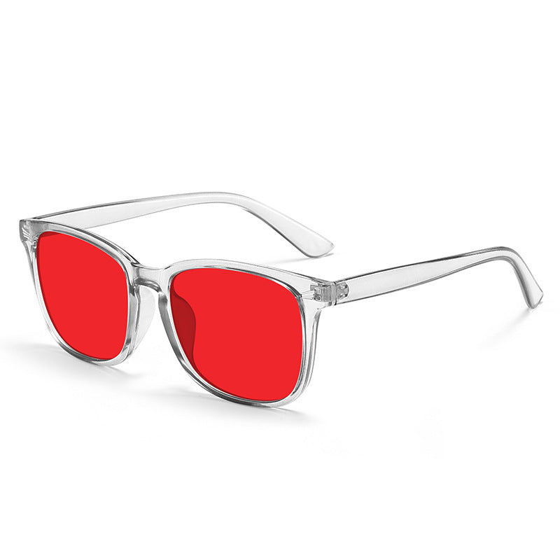 Red-Lens Evening Glasses, Clear Grey frame, Red lens