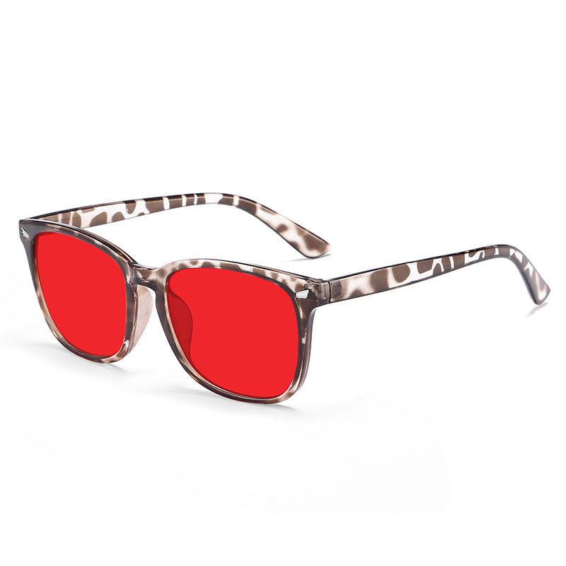 Red-Lens Evening Glasses, Tortoise frame, Red lens